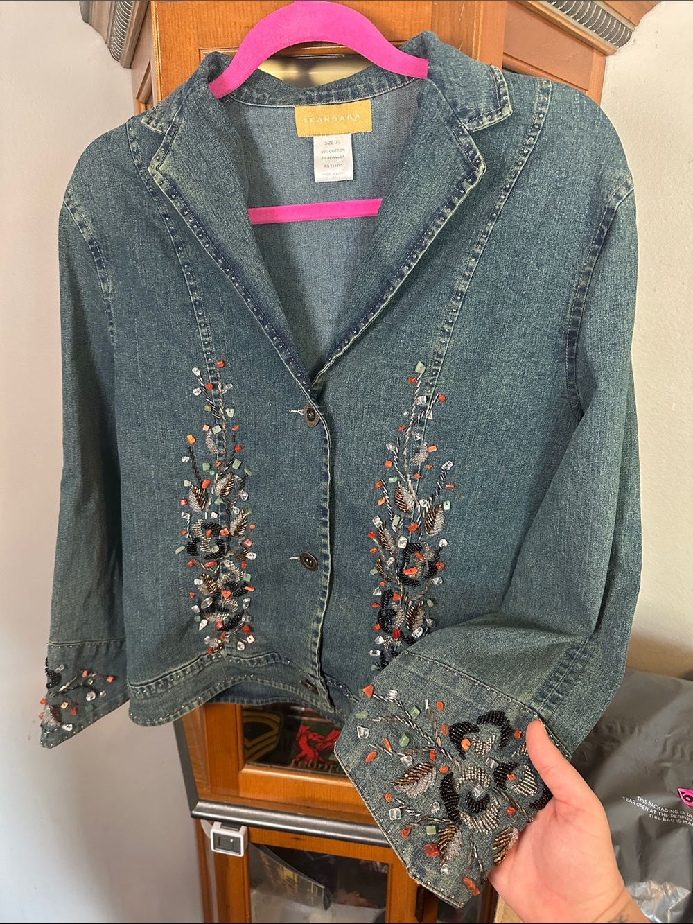 Embroidered Denim Jacket - Blue